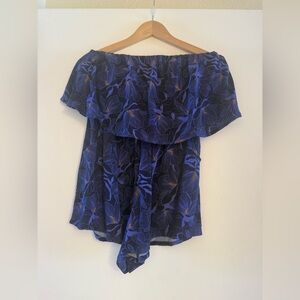 Ava Sky Blue Floral Off-Shoulder Romper